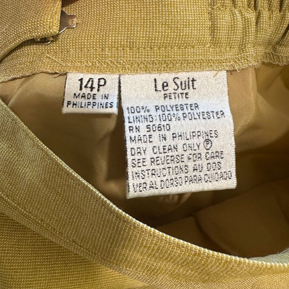 Vintage Le Suit Petite 2-Piece Skirt Suit Women’s 14P Khaki Office Career Set - Picture 9 of 9